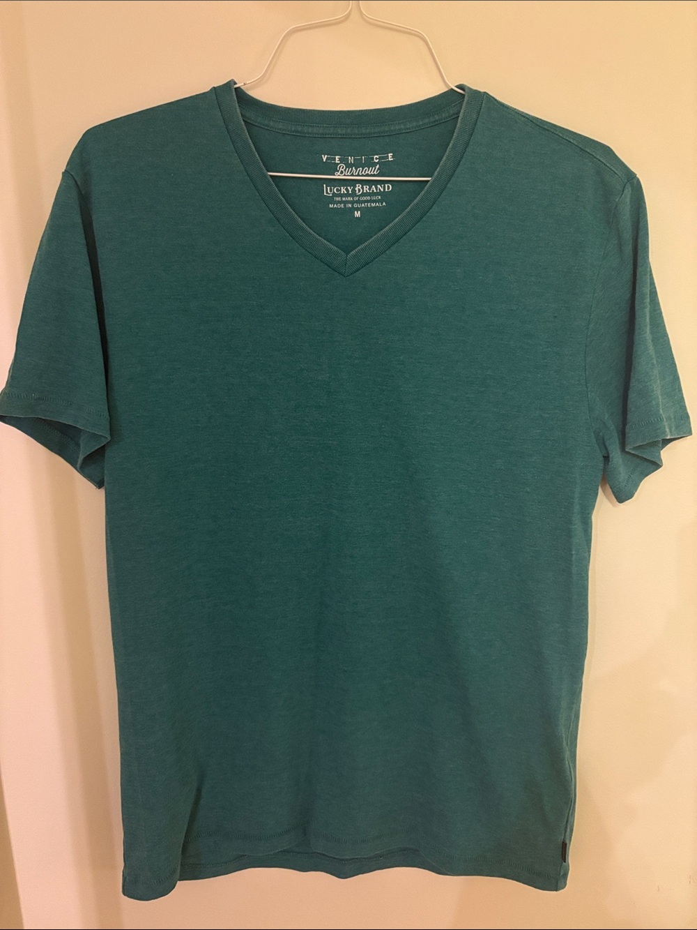 Lucky Brand Burnout Teal V-Neck Short Sleeve Tee Size M